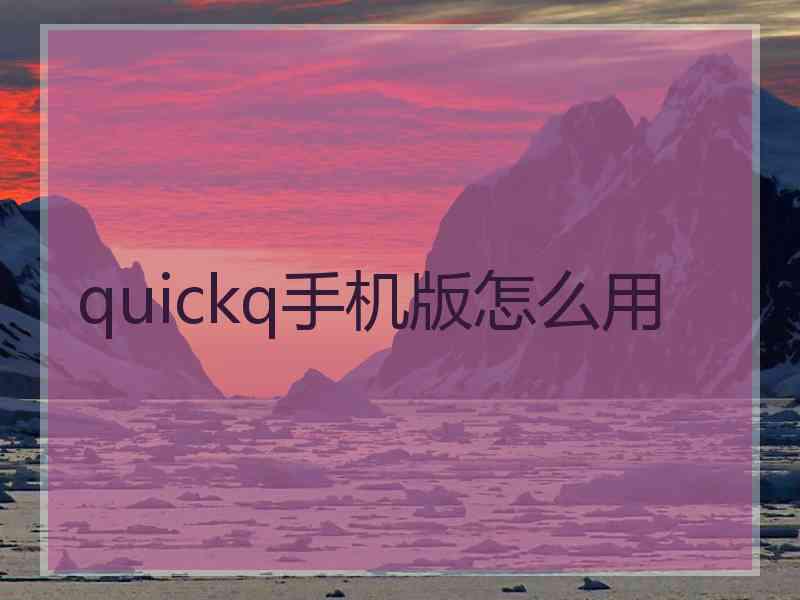 quickq手机版怎么用