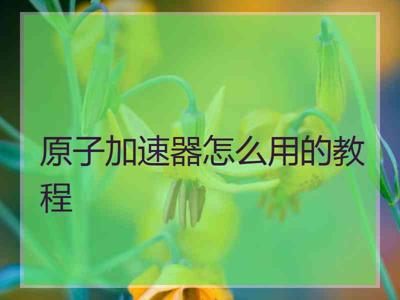 原子加速器怎么用的教程