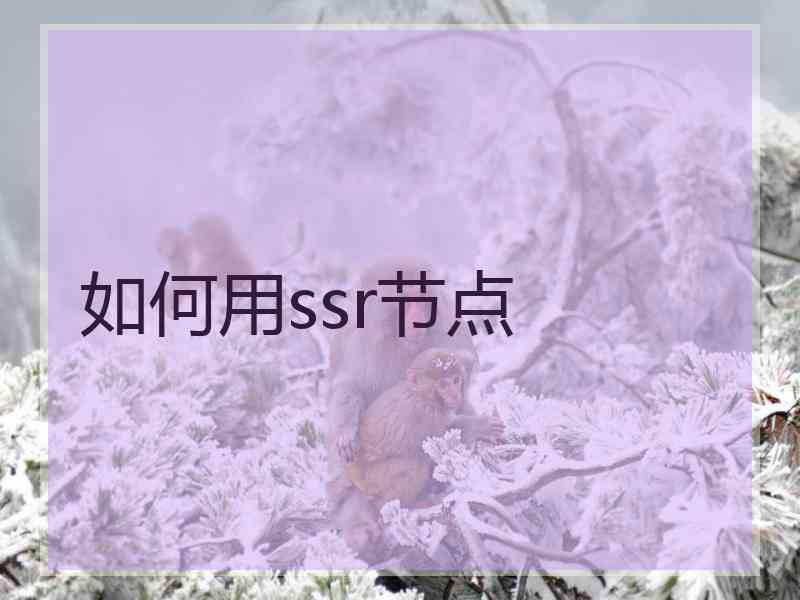 如何用ssr节点