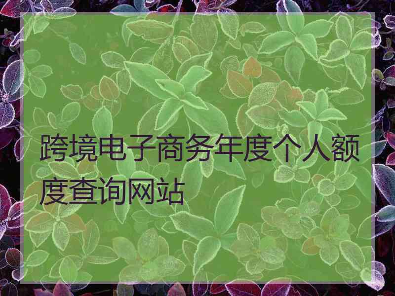 跨境电子商务年度个人额度查询网站