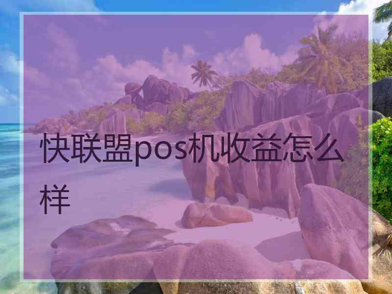 快联盟pos机收益怎么样