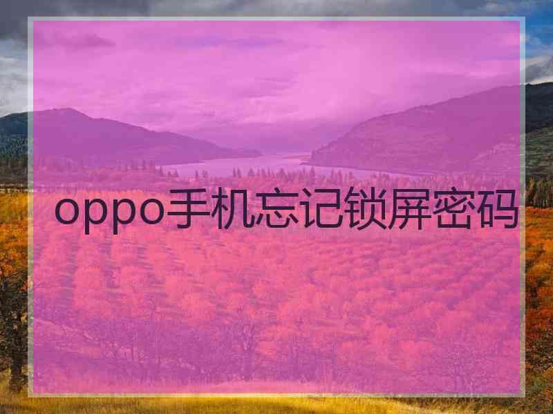 oppo手机忘记锁屏密码