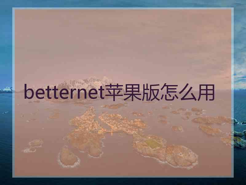 betternet苹果版怎么用