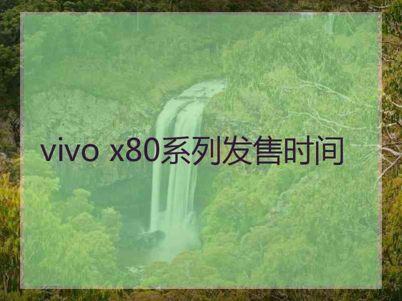 vivo x80系列发售时间