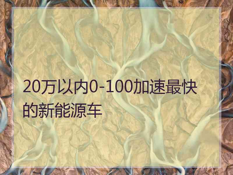 20万以内0-100加速最快的新能源车