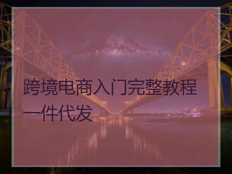 跨境电商入门完整教程 一件代发