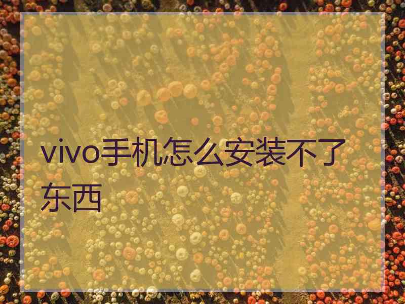 vivo手机怎么安装不了东西