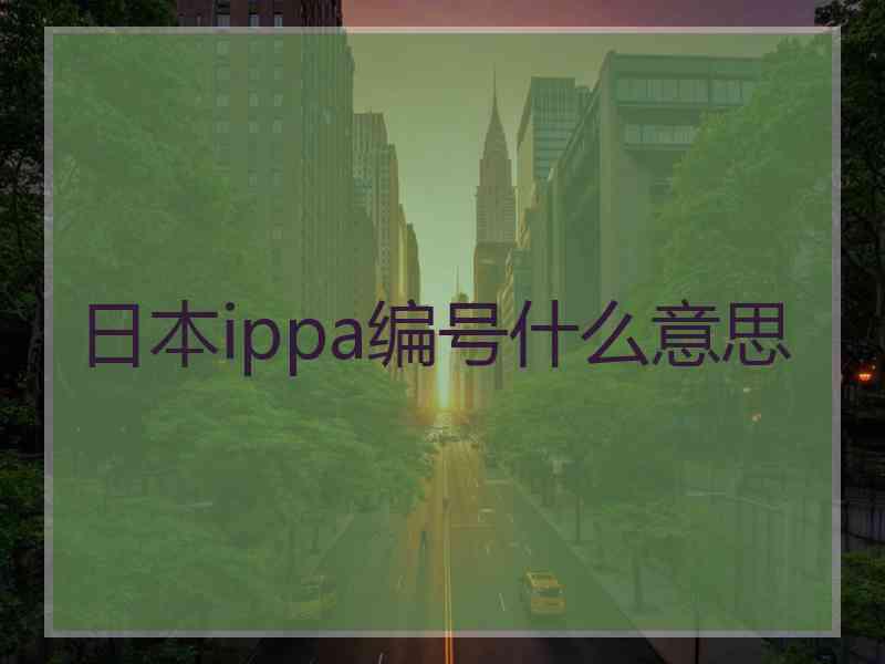 日本ippa编号什么意思